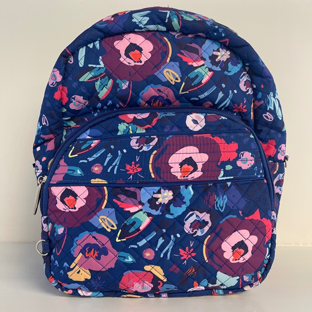 Travelon Anti-Theft Quilted Mini‎ Backpack Blue Floral RFID Blocking Pockets Kid